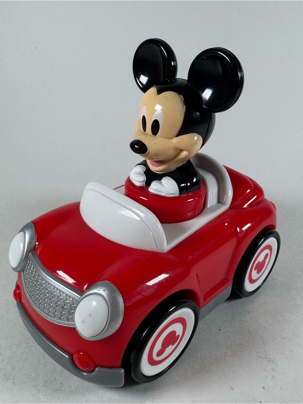 Disney Hap-P-Kid Mickey Mouse Red Push And Go Car 5"x3" Toy Pull Back